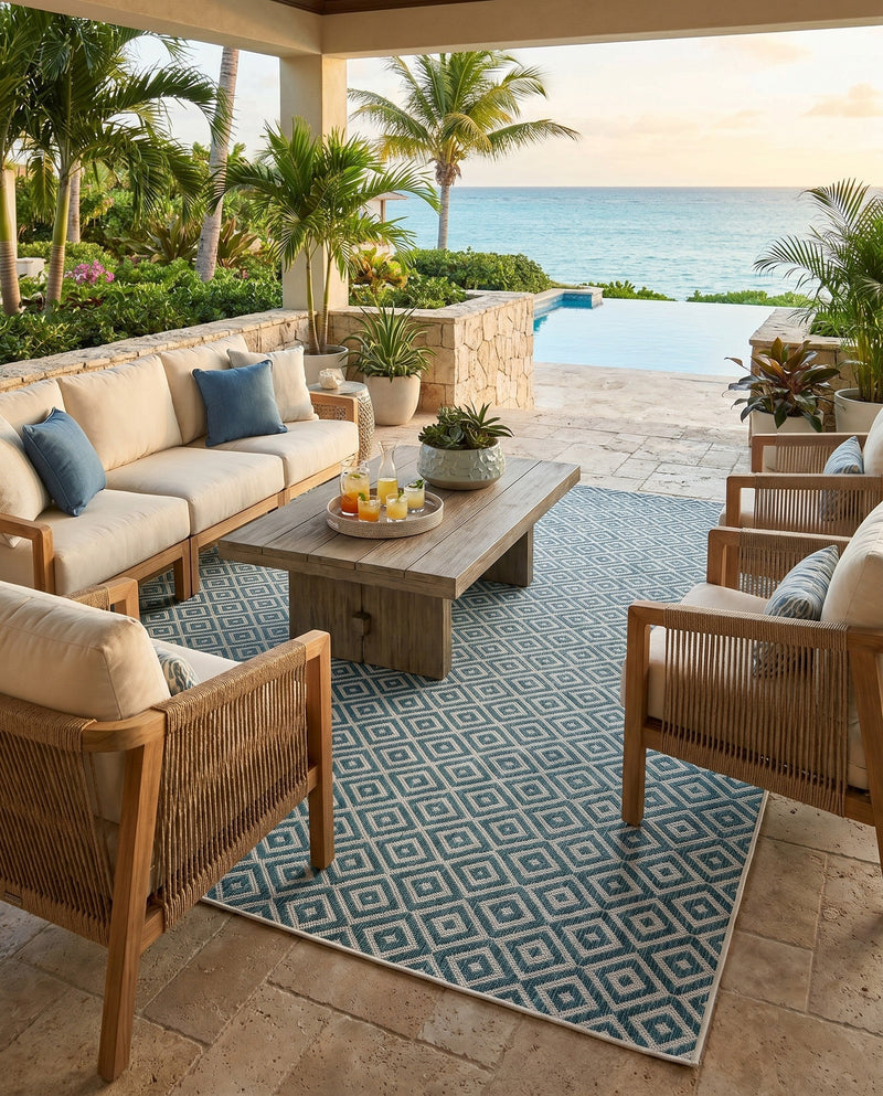 Urban Oasis Rugs Collection Area Rug -  Rooftop (Teal) Rectangle Teal  lifestyle 17