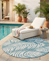 Seaside Blooms Collection Area Rug - Verdure (Light Aqua) Round Light Aqua  lifestyle 51
