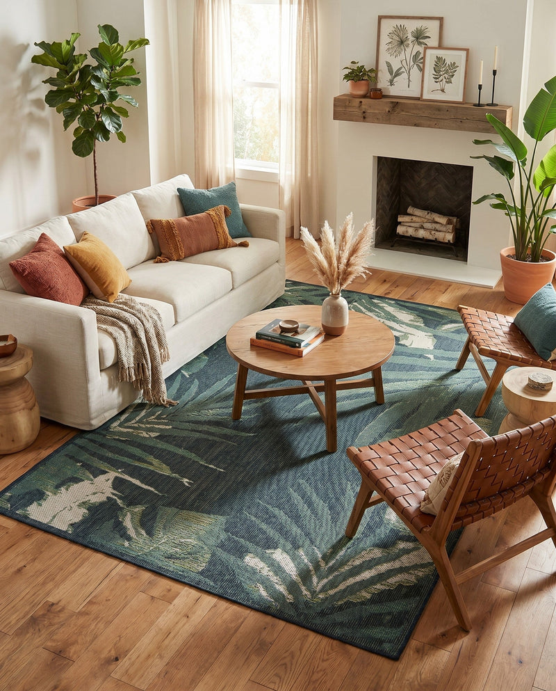 Coastal Terrace Collection Area Rug -  Anchor Rectangle Navy Blue  lifestyle 8