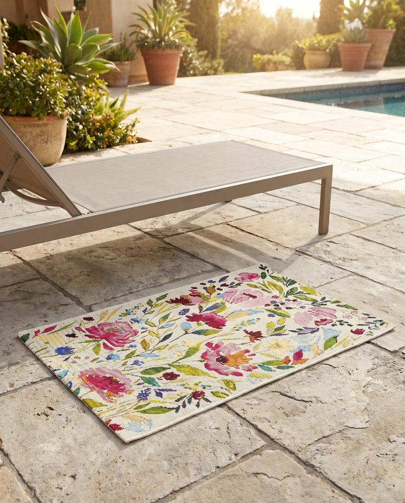 Seaside Blooms Collection Area Rug -  Meadow Rectangle Multi  lifestyle 14