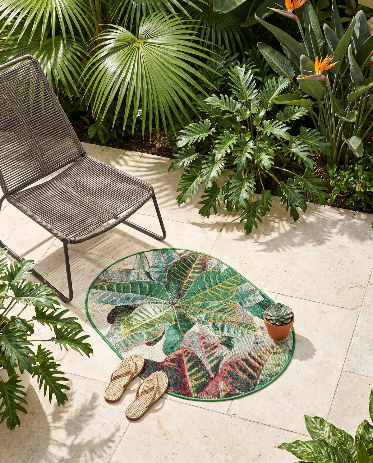 Seaside Blooms Collection Area Rug -  Fern Oval Multi  lifestyle 112