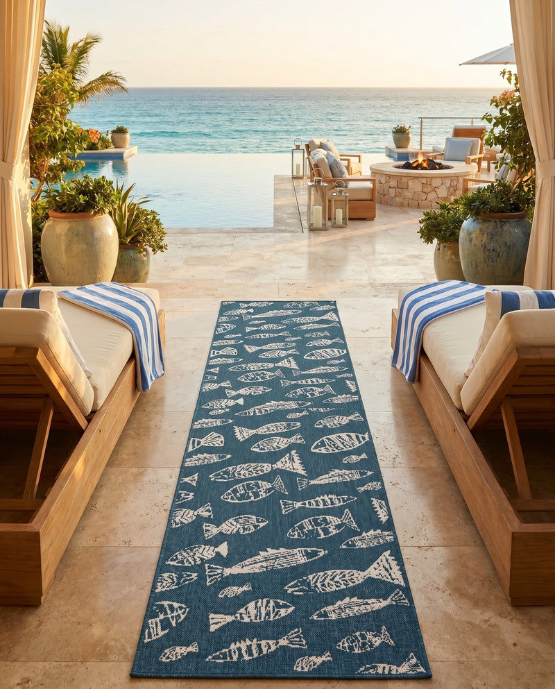 Seaside Haven Rugs Collection Area Rug -  Oceanview Runner Blue  lifestyle 75