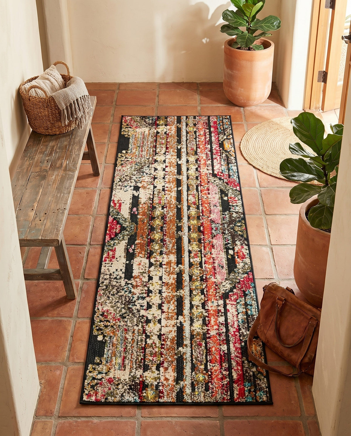 Outdoor Marrakesh Collection Area Rug -  Agadir Runner Multi Black  lifestyle 161