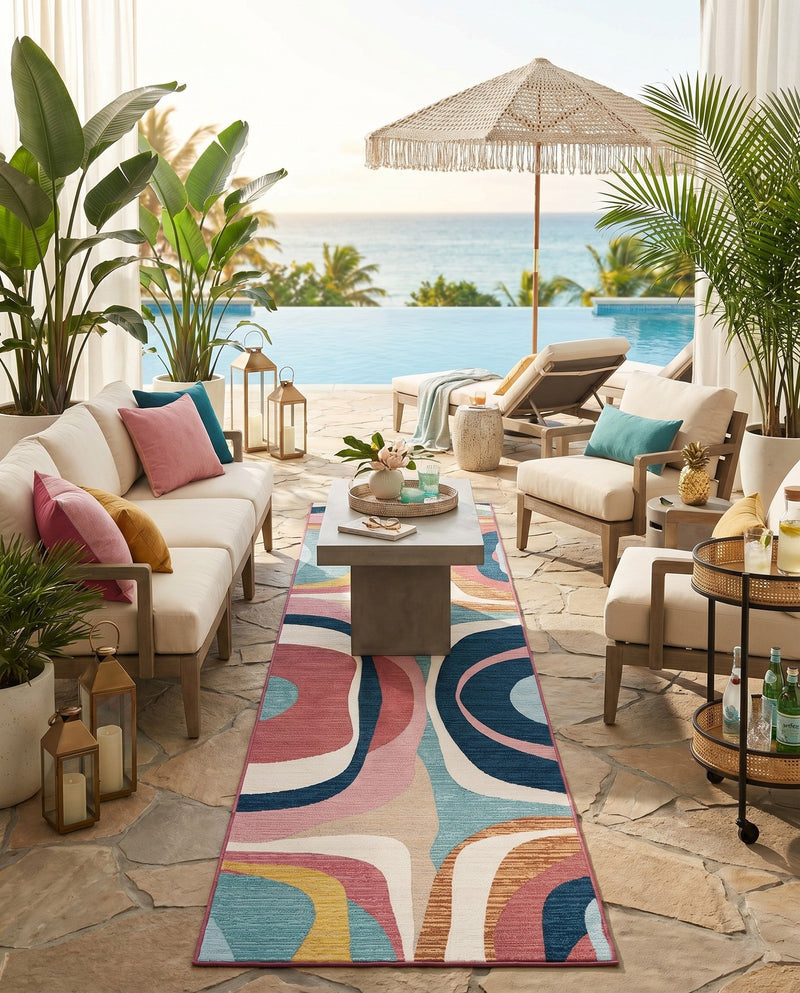 Urban Terrace Collection Area Rug - Venice Runner Multi  lifestyle 55
