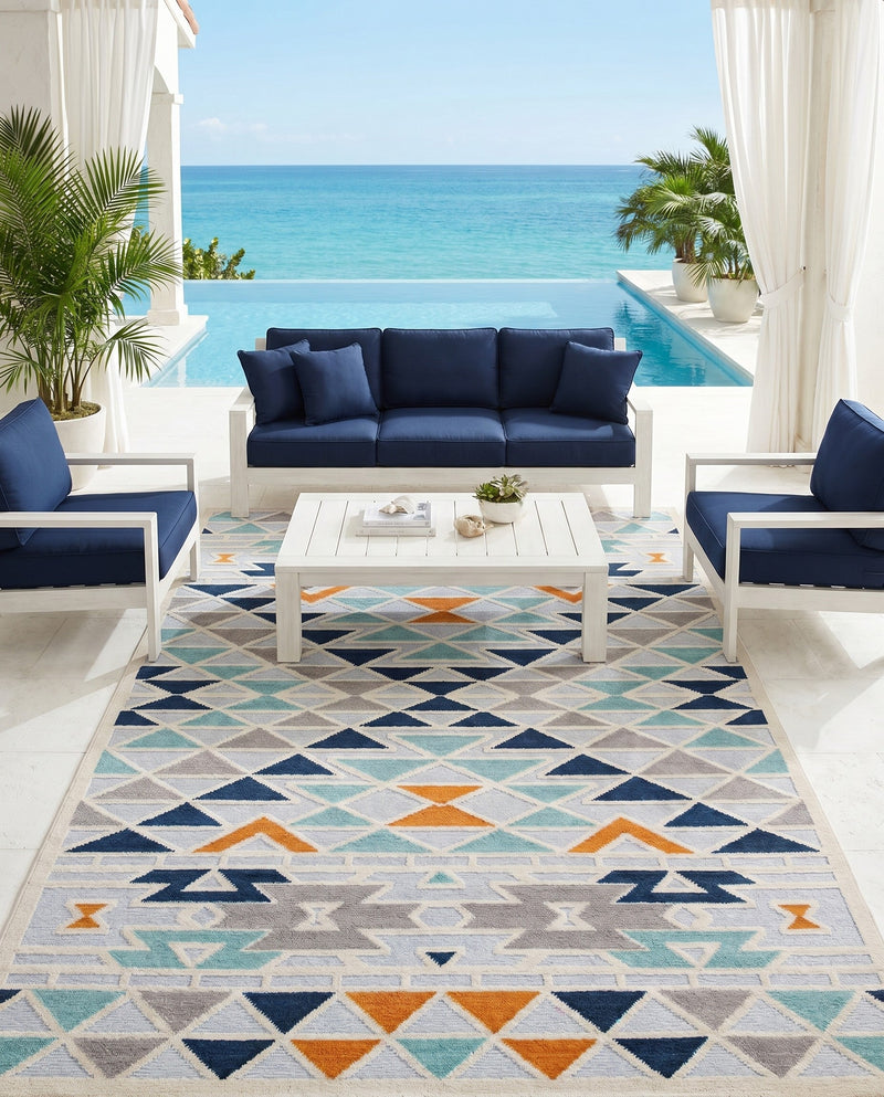 Bahama Breeze Outdoor Collection Area Rug -  Andros Rectangle Gray  lifestyle 8