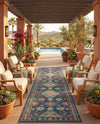 Coastal Terrace Collection Area Rug -  Dunes Runner Navy Blue  lifestyle 70