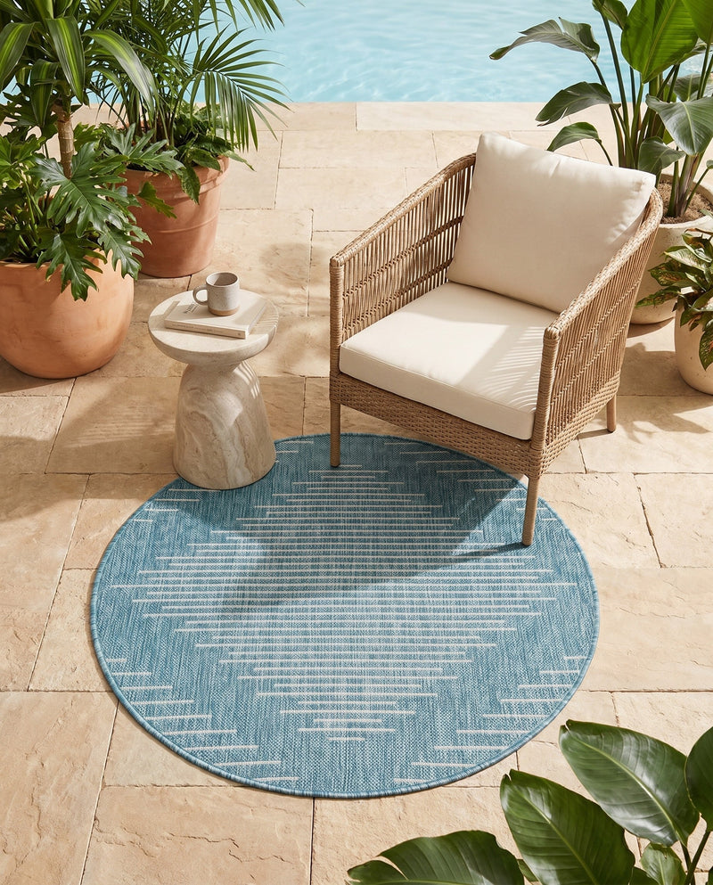 Urban Terrace Collection Area Rug -  Chelsea (Light Aqua) Round Light Aqua  lifestyle 27