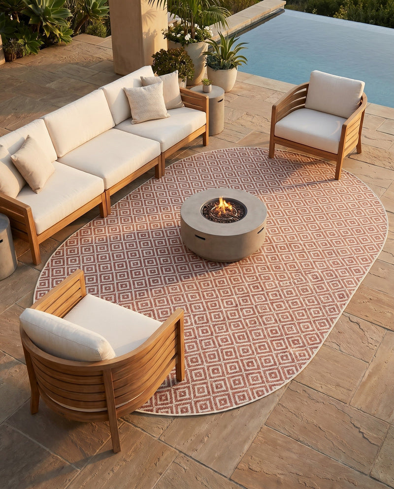 Urban Oasis Rugs Collection Area Rug -  Rooftop (Rust Red) Oval Rust Red  lifestyle 40
