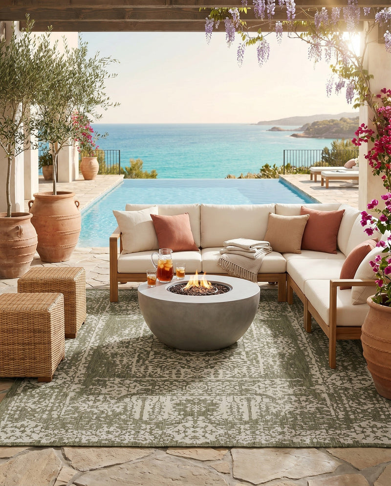 Patio Heritage Collection Area Rug - Savannah (Green) Rectangle Green  lifestyle 27