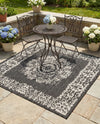 Patio Heritage Collection Area Rug - Savannah (Charcoal Gray) Square Charcoal Gray  lifestyle 73