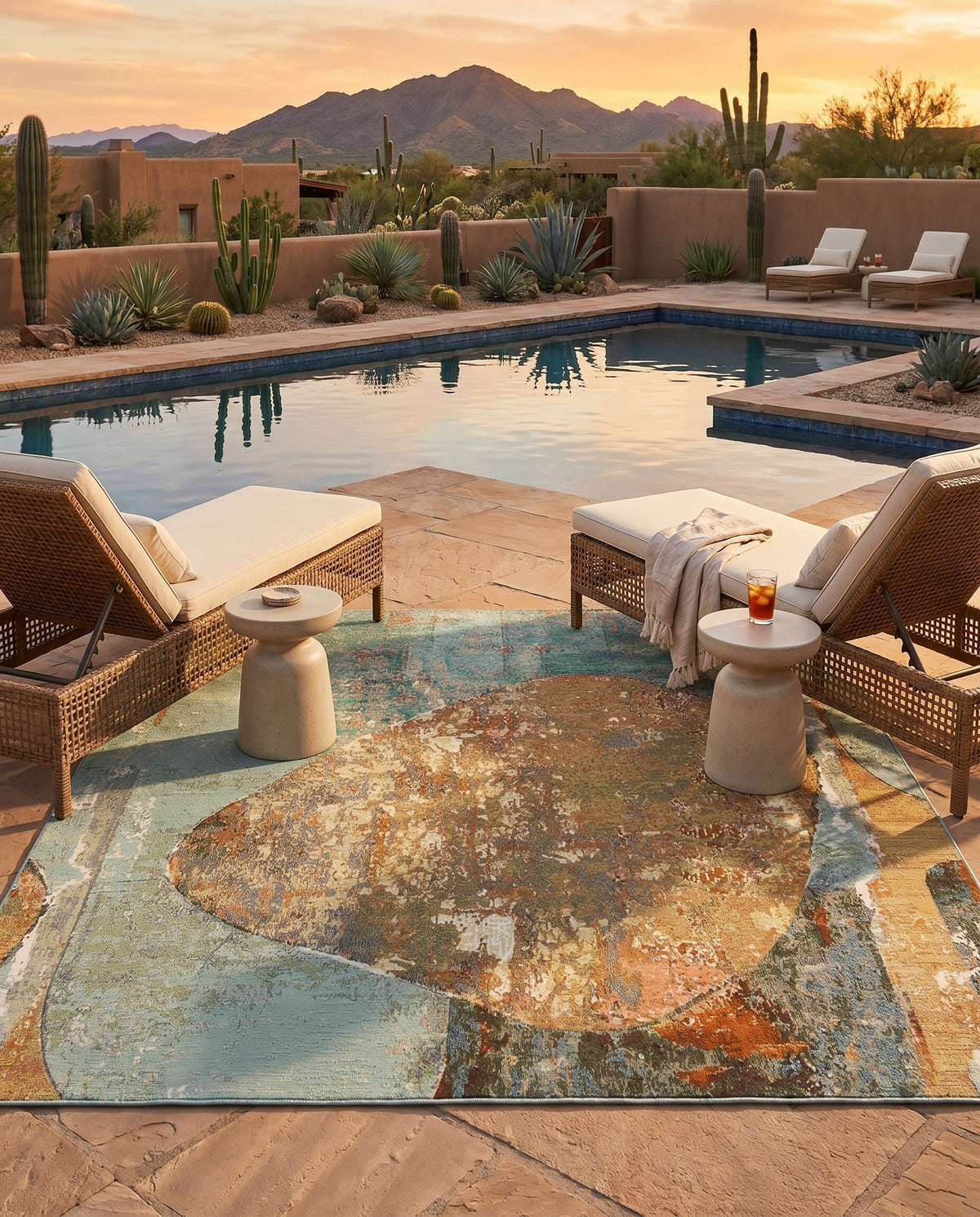 Urban Terrace Collection Area Rug -  Portico Square Multi  lifestyle 85