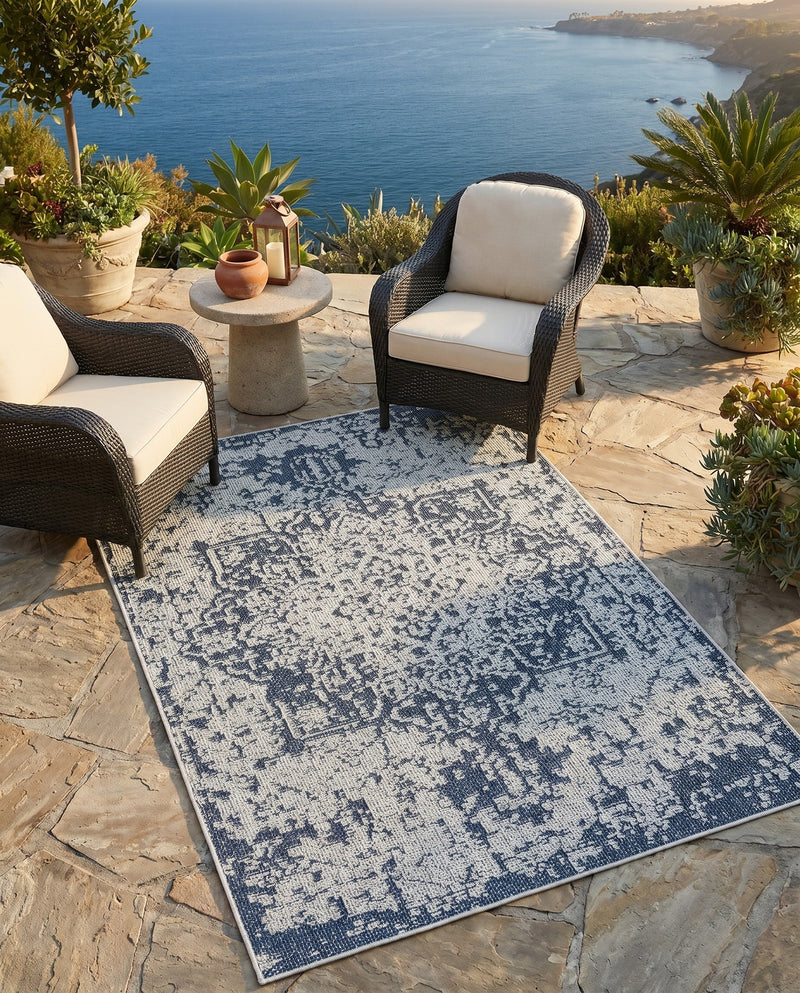 Patio Heritage Collection Area Rug - Santorini Rectangle Navy Blue  lifestyle 29