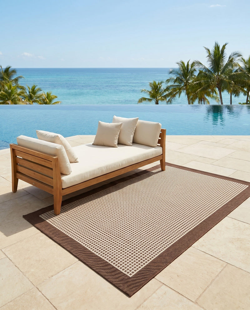 Terrace Fringe Collection Area Rug - Oceanside Rectangle Brown  lifestyle 26