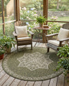 Patio Heritage Collection Area Rug -  Charleston (Green) Round Green  lifestyle 73