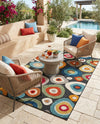 Outdoor Marrakesh Collection Area Rug -  Chefchaouen Rectangle Multi Black  lifestyle 37