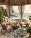 Urban Terrace Collection Area Rug -  Vista Round Blue  lifestyle 33
