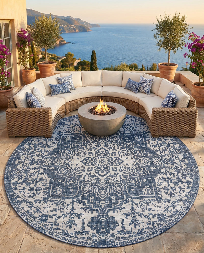 Urban Oasis Rugs Collection Area Rug -  Penthouse (Blue) Round Blue  lifestyle 67