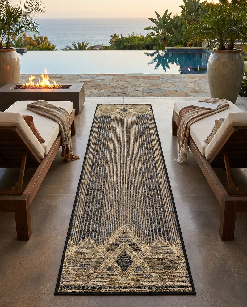 Urban Terrace Collection Area Rug -  Loft Runner Charcoal  lifestyle 41