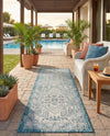 Tribal Terrace Treasures Collection Area Rug - Mayan Marina (Teal) Runner Teal  lifestyle 81