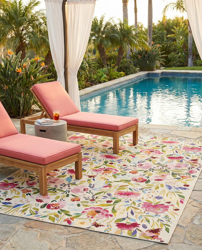 Seaside Blooms Collection Area Rug -  Meadow Rectangle Multi  lifestyle 31