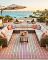 Seaside Stripes Collection Area Rug -  Coral Rectangle Pink and Lavender  lifestyle 46