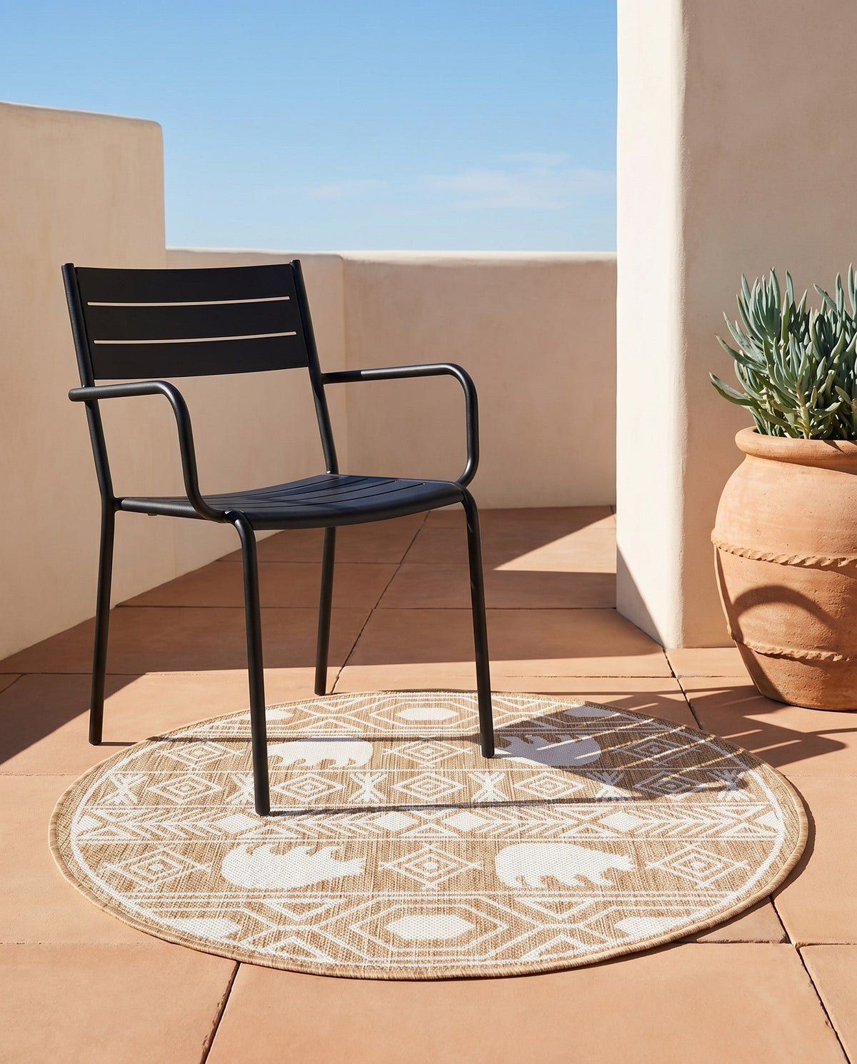 Mesa Oasis Rugs Collection Area Rug - Sundown Round Taupe  lifestyle 161