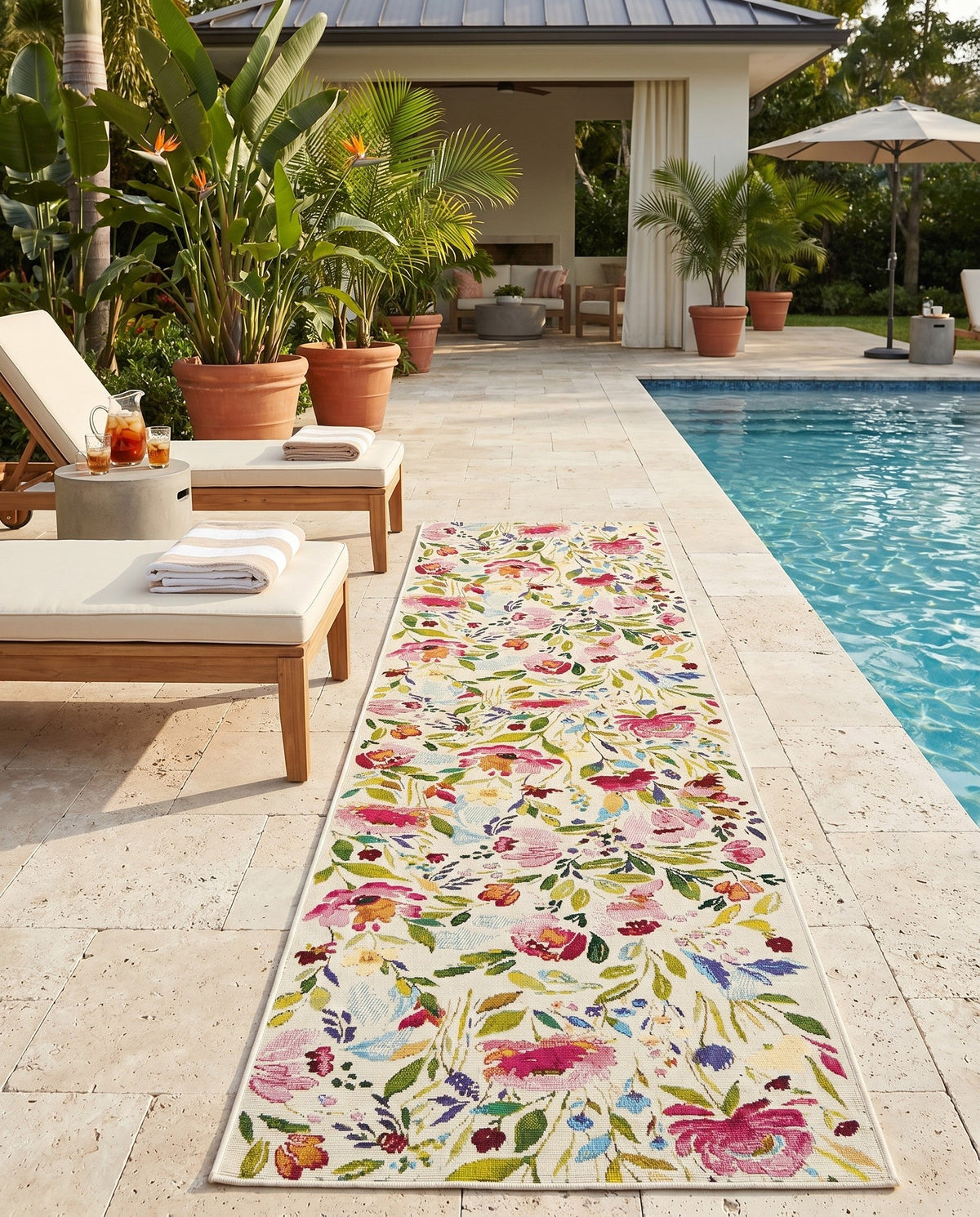 Seaside Blooms Collection Area Rug -  Meadow Runner Multi  lifestyle 95