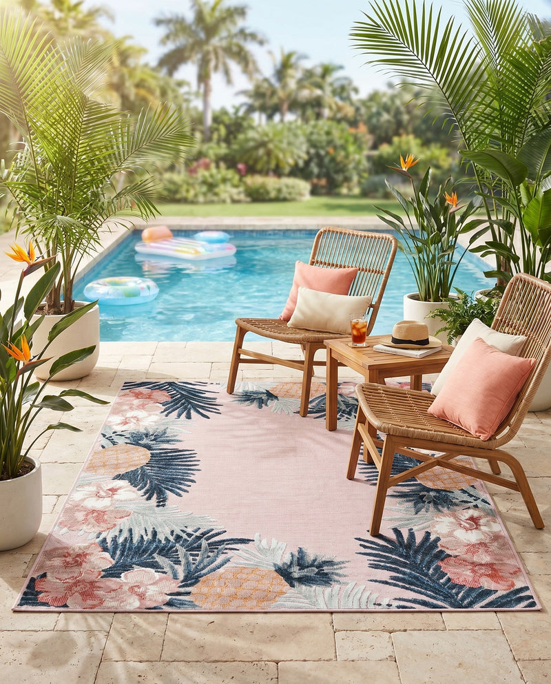 Seaside Blooms Collection Area Rug - Haven Rectangle Pink  lifestyle 7