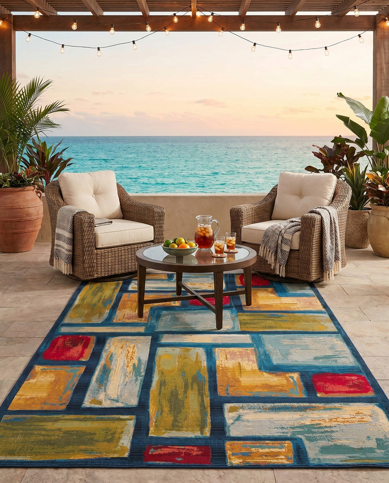 Urban Terrace Collection Area Rug -  Portico Rectangle Multi  lifestyle 3