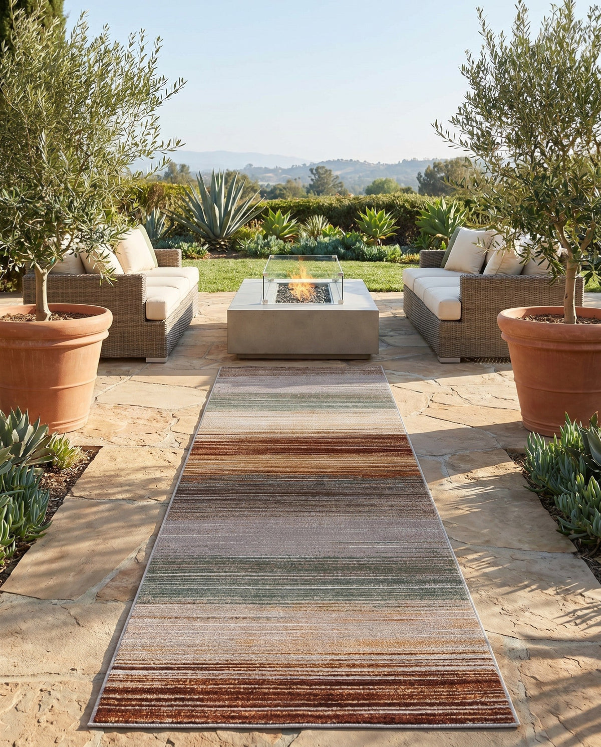 Urban Terrace Collection Area Rug -  Corsica Runner Multi  lifestyle 59