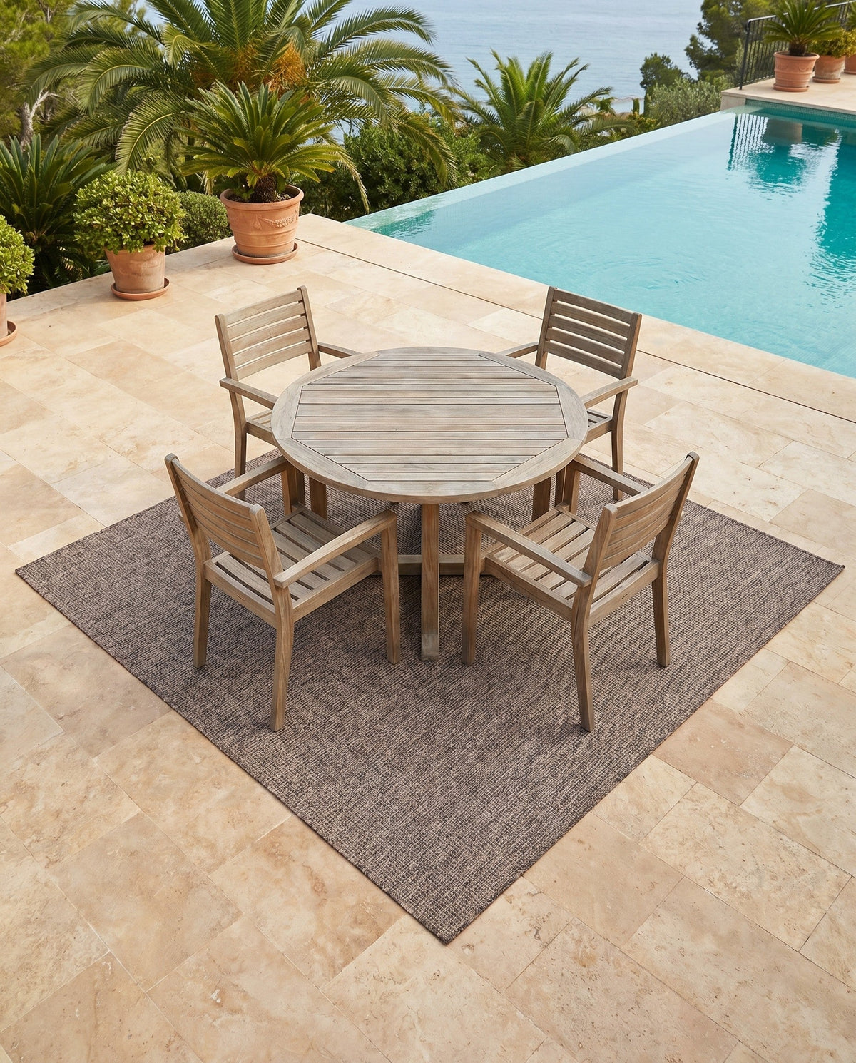 Seaside Serenity Collection Area Rug - Veranda (Light Brown) Square Light Brown  lifestyle 118
