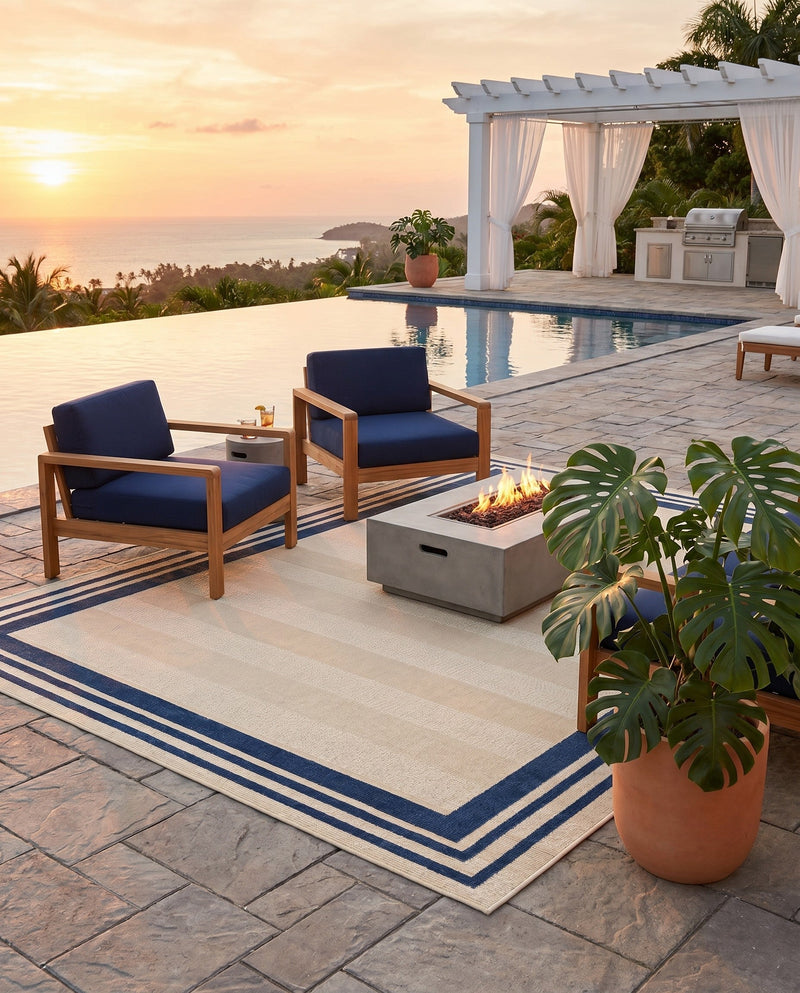 Bahama Breeze Outdoor Collection Area Rug -  Abaco Rectangle Beige  lifestyle 9