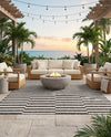 Seaside Stripes Collection Area Rug - Cabana (Charcoal) Rectangle Charcoal  lifestyle 13