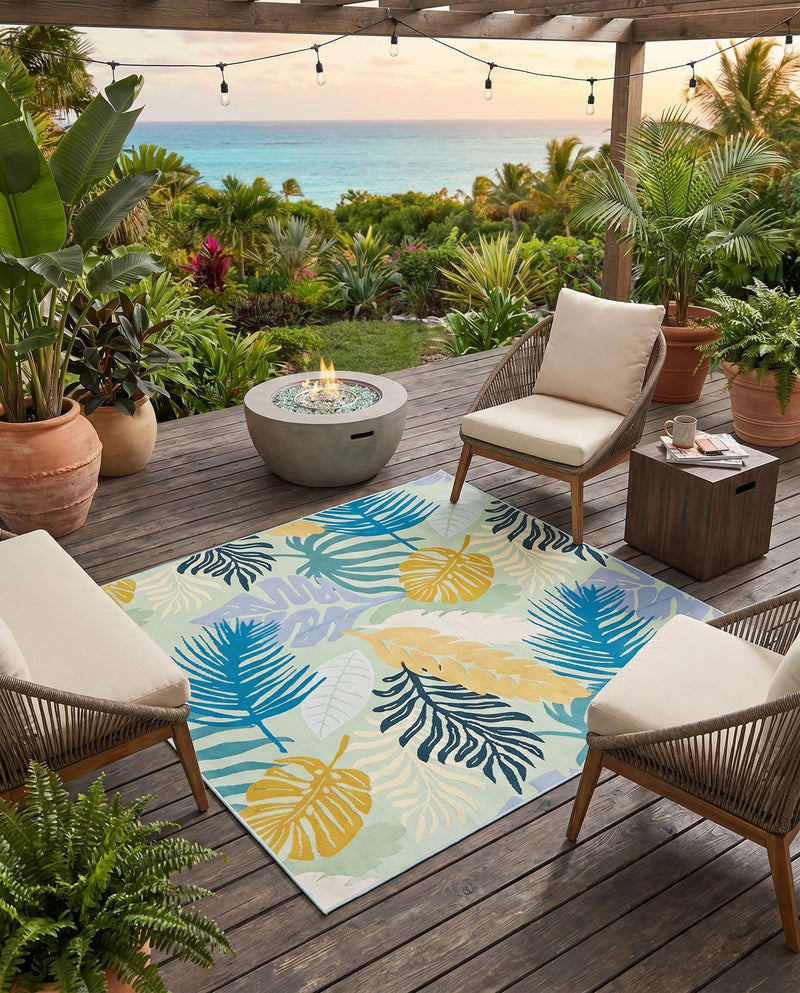Seaside Blooms Collection Area Rug -  Sunkiss Square Multi  lifestyle 47
