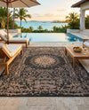 Patio Heritage Collection Area Rug -  Lafayette (Black) Rectangle Black  lifestyle 8