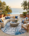 Urban Terrace Collection Area Rug -  Vertex Round Blue and Ivory  lifestyle 54