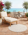 Tribal Terrace Treasures Collection Area Rug - Mayan Marina (Light Gray) Round Light Gray  lifestyle 34