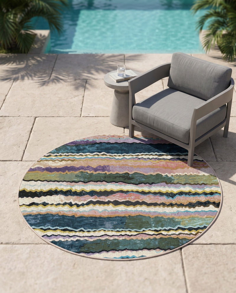 Urban Terrace Collection Area Rug -  Capri Round Multi  lifestyle 63