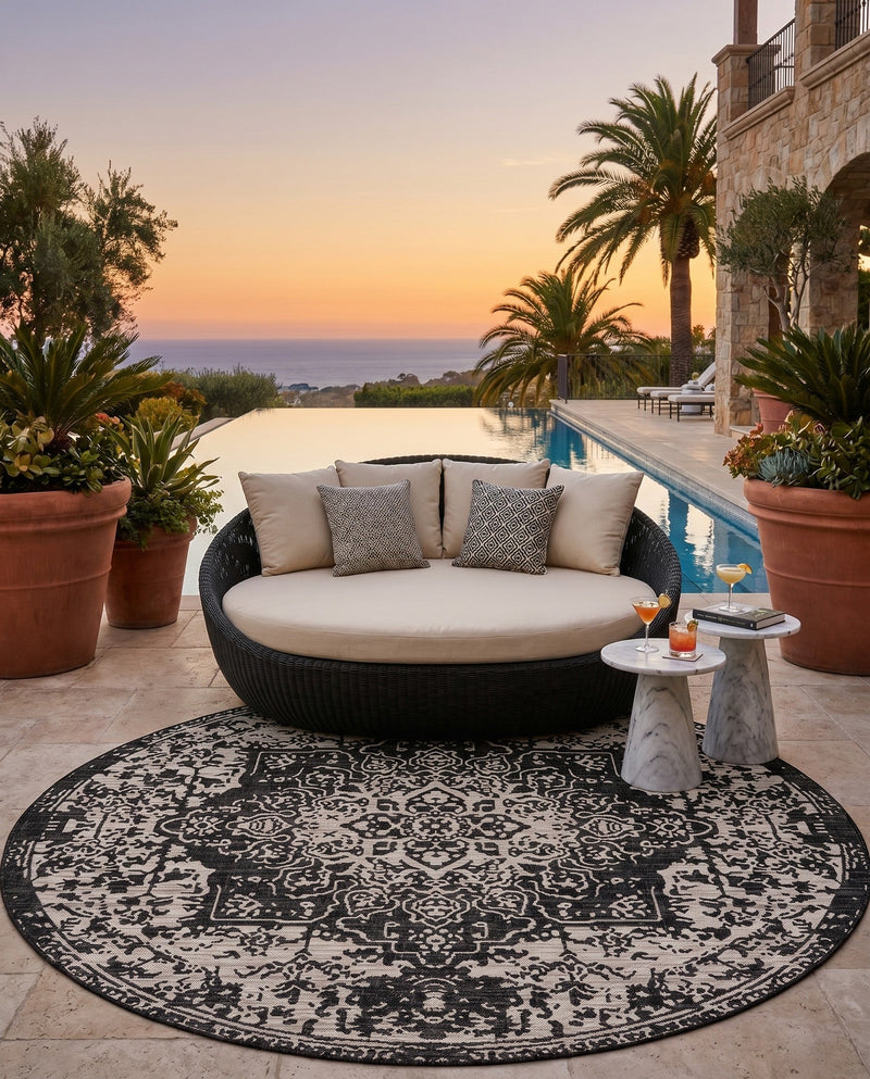 Urban Oasis Rugs Collection Area Rug -  Penthouse (Charcoal Gray) Round Charcoal Gray  lifestyle 80