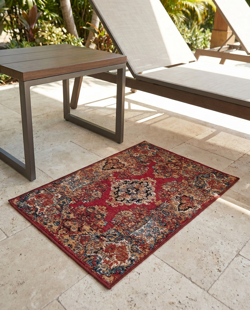 Patio Heritage Collection Area Rug -  Terrace Rectangle Antique Red  lifestyle 7
