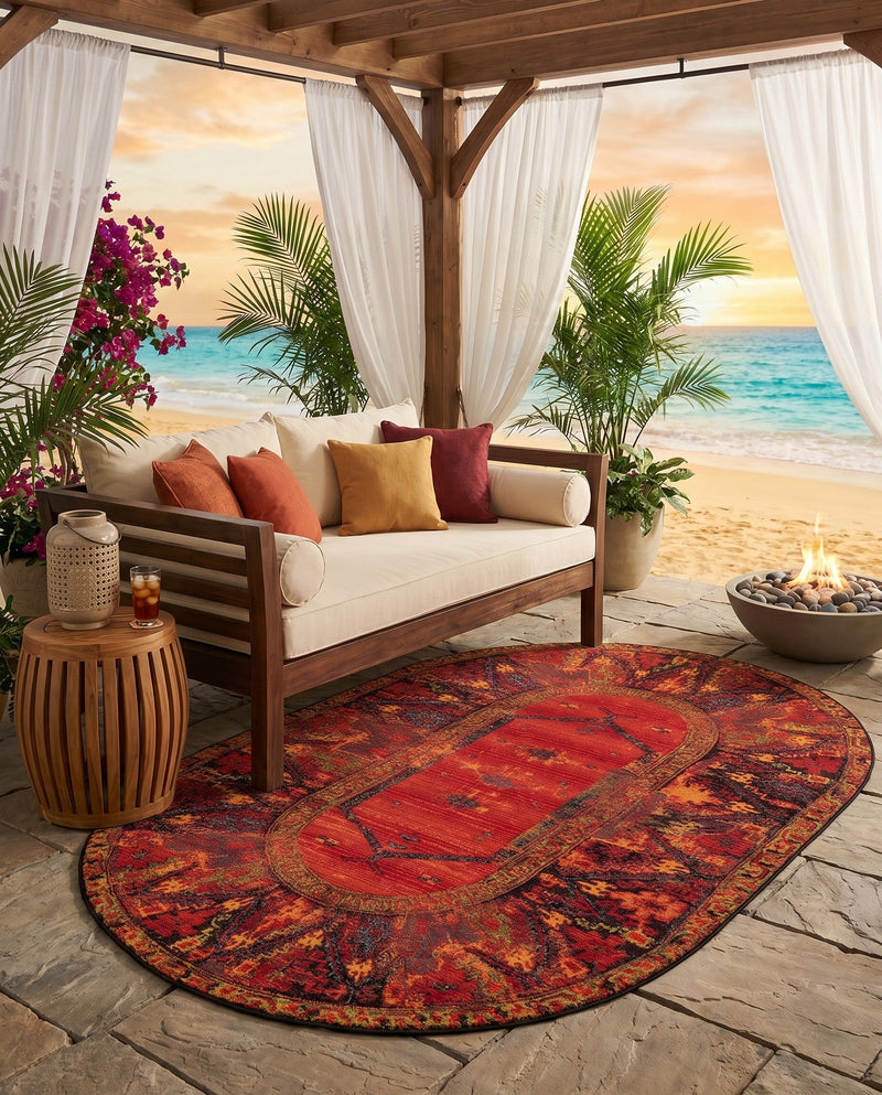 Safari Escape Rugs Collection Area Rug - Serengeti Oval Multi  lifestyle 85