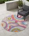 Urban Terrace Collection Area Rug -  Plaza Round Multi  lifestyle 58