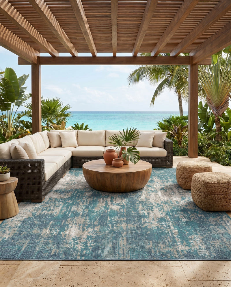 Seaside Haven Rugs Collection Area Rug -  Schooner Square Blue  lifestyle 37