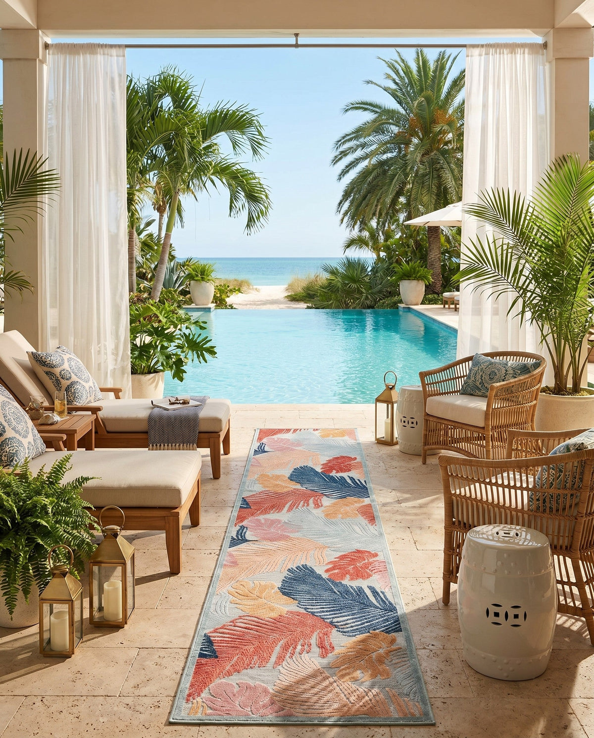 Seaside Blooms Collection Area Rug -  Tranquil Runner Multi  lifestyle 133
