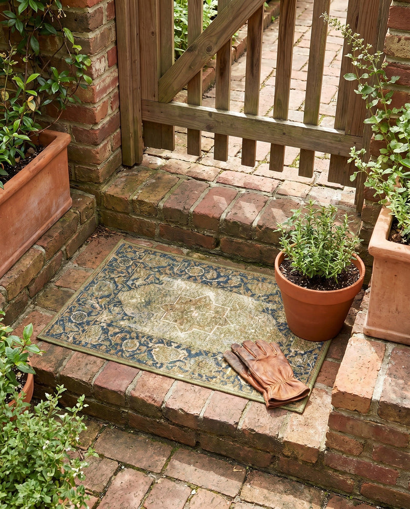 Patio Heritage Collection Area Rug -  Haven Rectangle Green  lifestyle 41