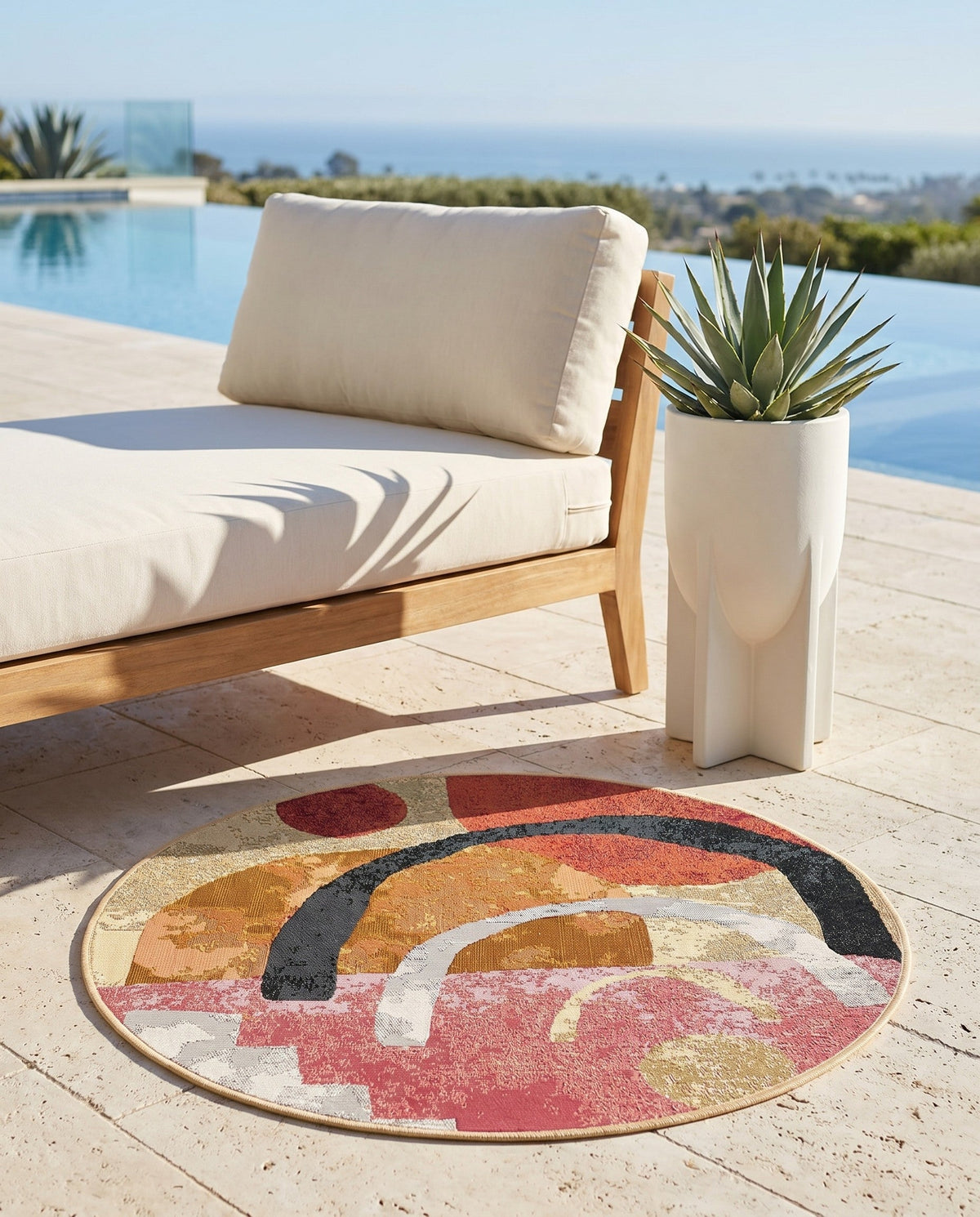 Urban Terrace Collection Area Rug -  Skyline Round Multi  lifestyle 79