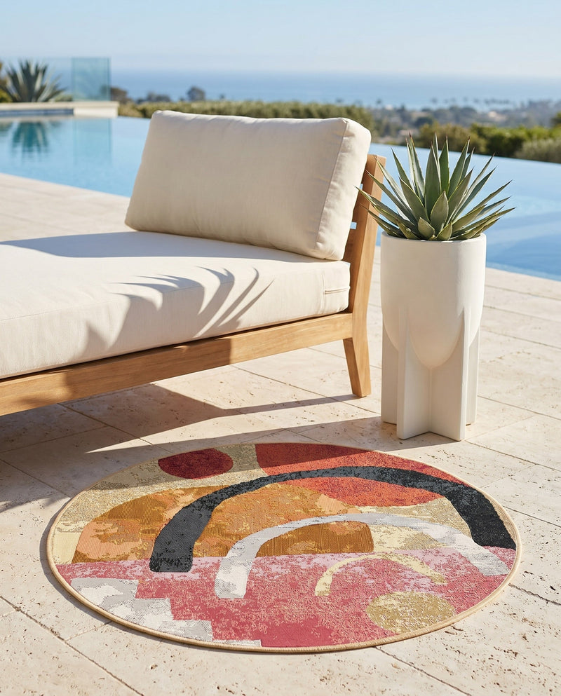 Urban Terrace Collection Area Rug -  Skyline Round Multi  lifestyle 79