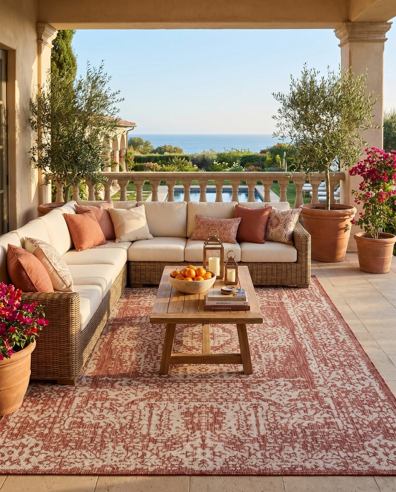 Patio Heritage Collection Area Rug - Savannah (Rust Red) Rectangle Rust Red  lifestyle 13