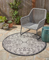 Tribal Terrace Treasures Collection Area Rug - Mayan Marina (Charcoal Gray) Round Charcoal Gray  lifestyle 58