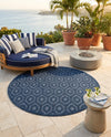 Garden Lattice Charm Collection Area Rug - Arbor (Navy Blue) Round Navy Blue  lifestyle 58